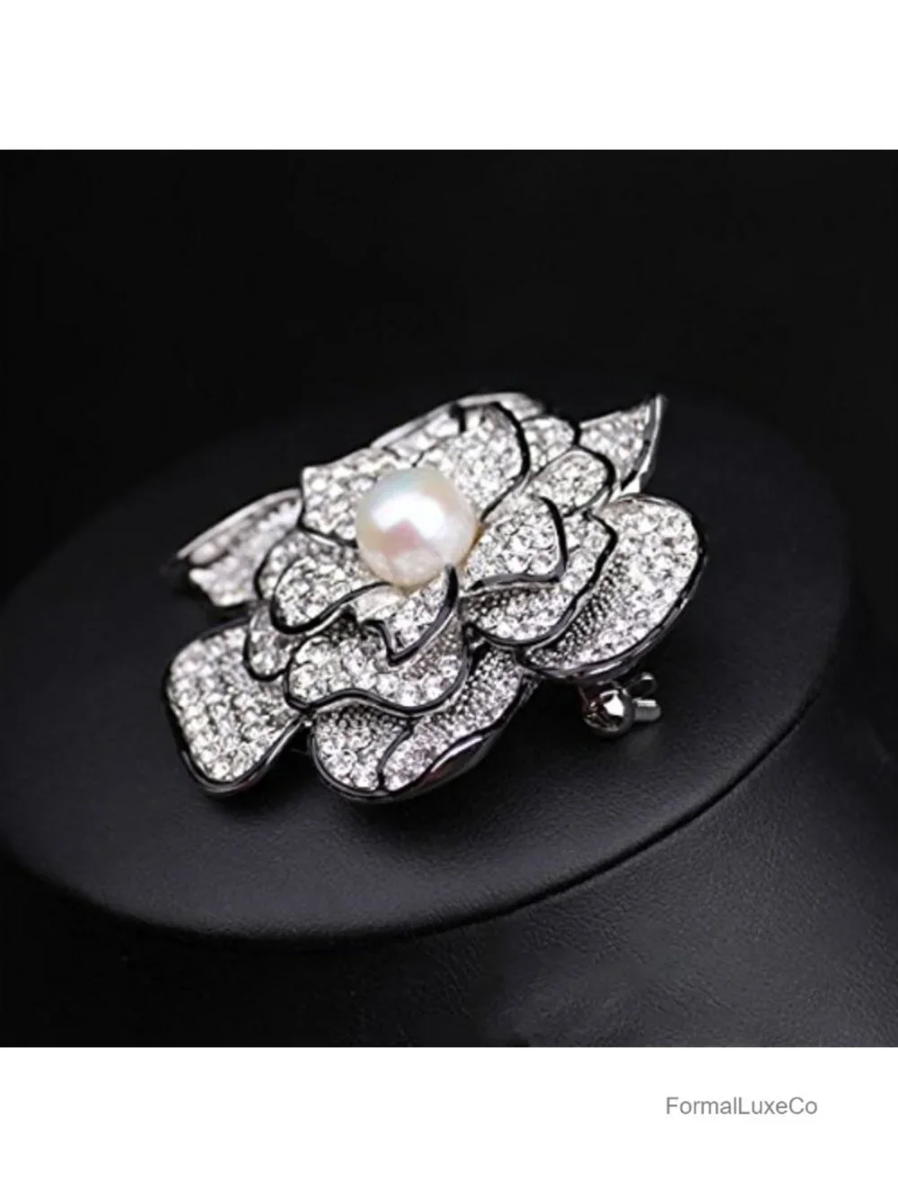 Sparkly Flower Brooch Pin for Women with Created Crystals
